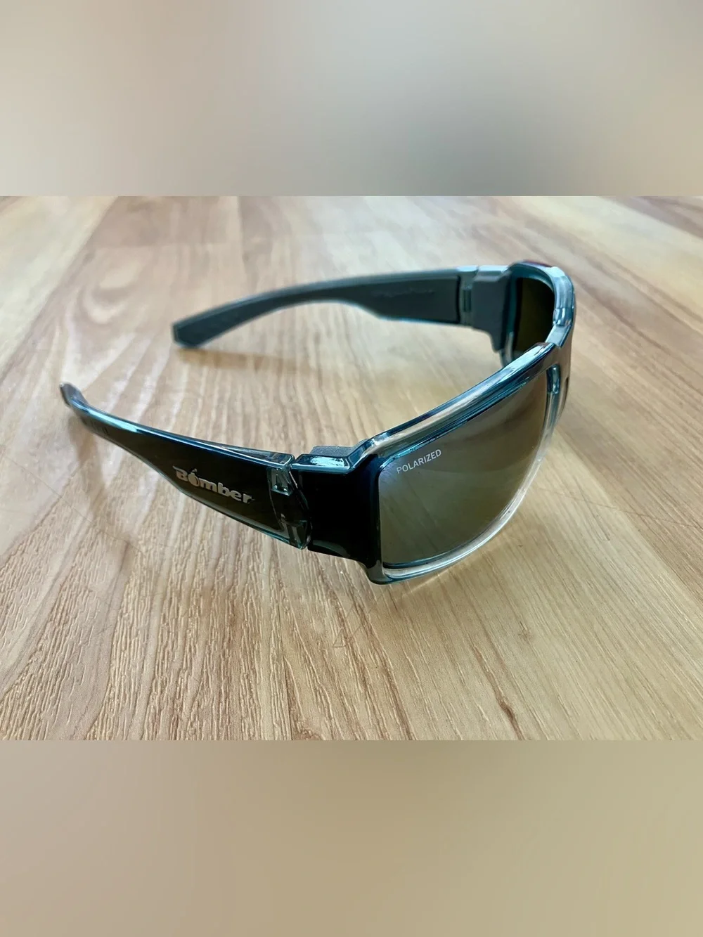 Bomber Polarized Shield Sunglasses; 3 Knicks on Right Lense-See Last Photo